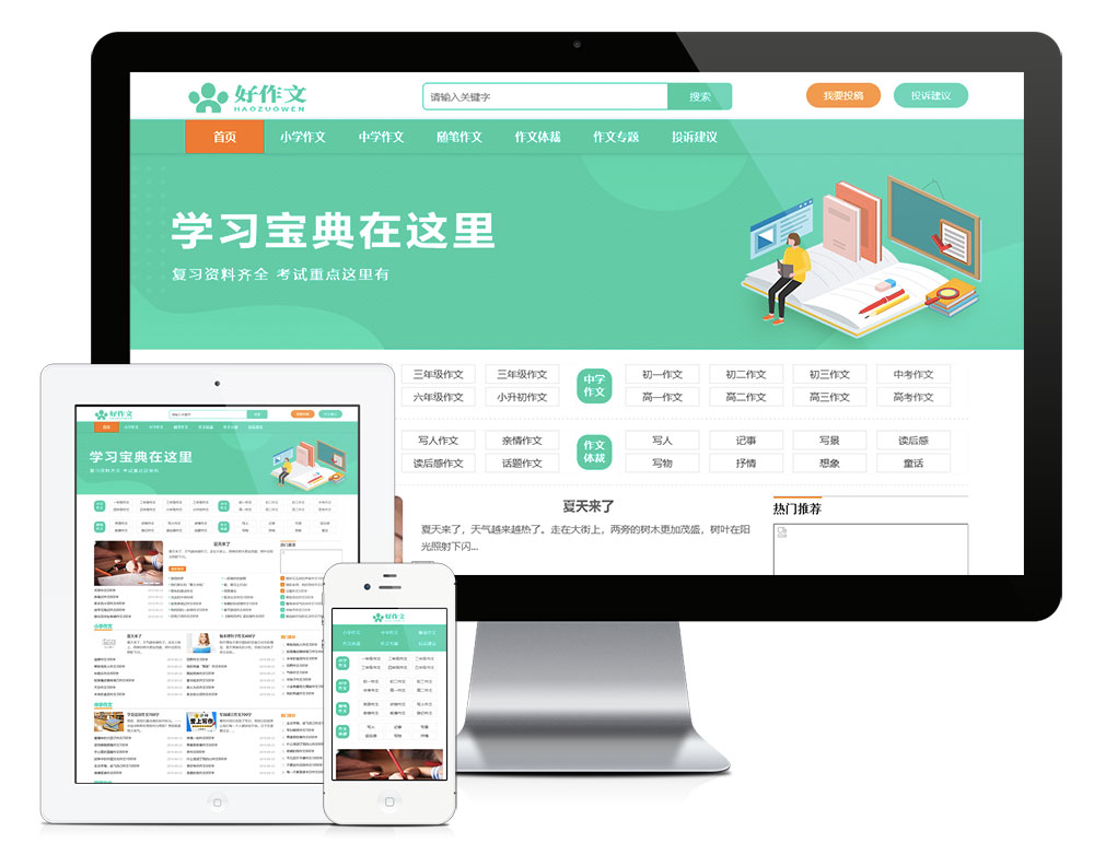 模板编号：11900精美简洁作文范文网站模板
